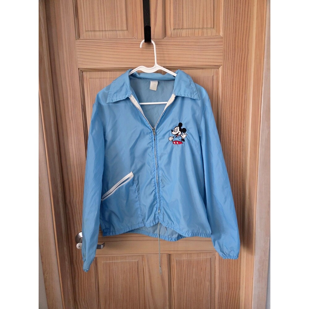 Walt Disney Vintage Windbreaker Jacket Blue Embroidered Mickey Mouse Medium